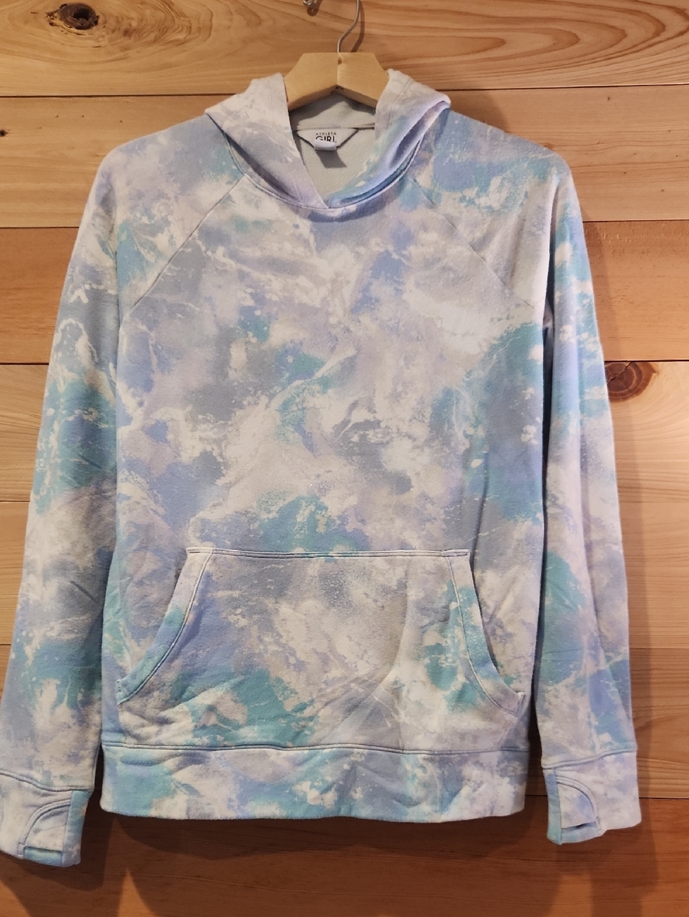 Athleta Girl Sky Blue and Lavender Tie-Dye Pullover